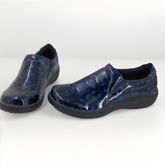 Spring Step Women's Size 9 Pro Belo Clogs Blue Polka Dots Anti Slip Work  EUC - Picture 1 of 10